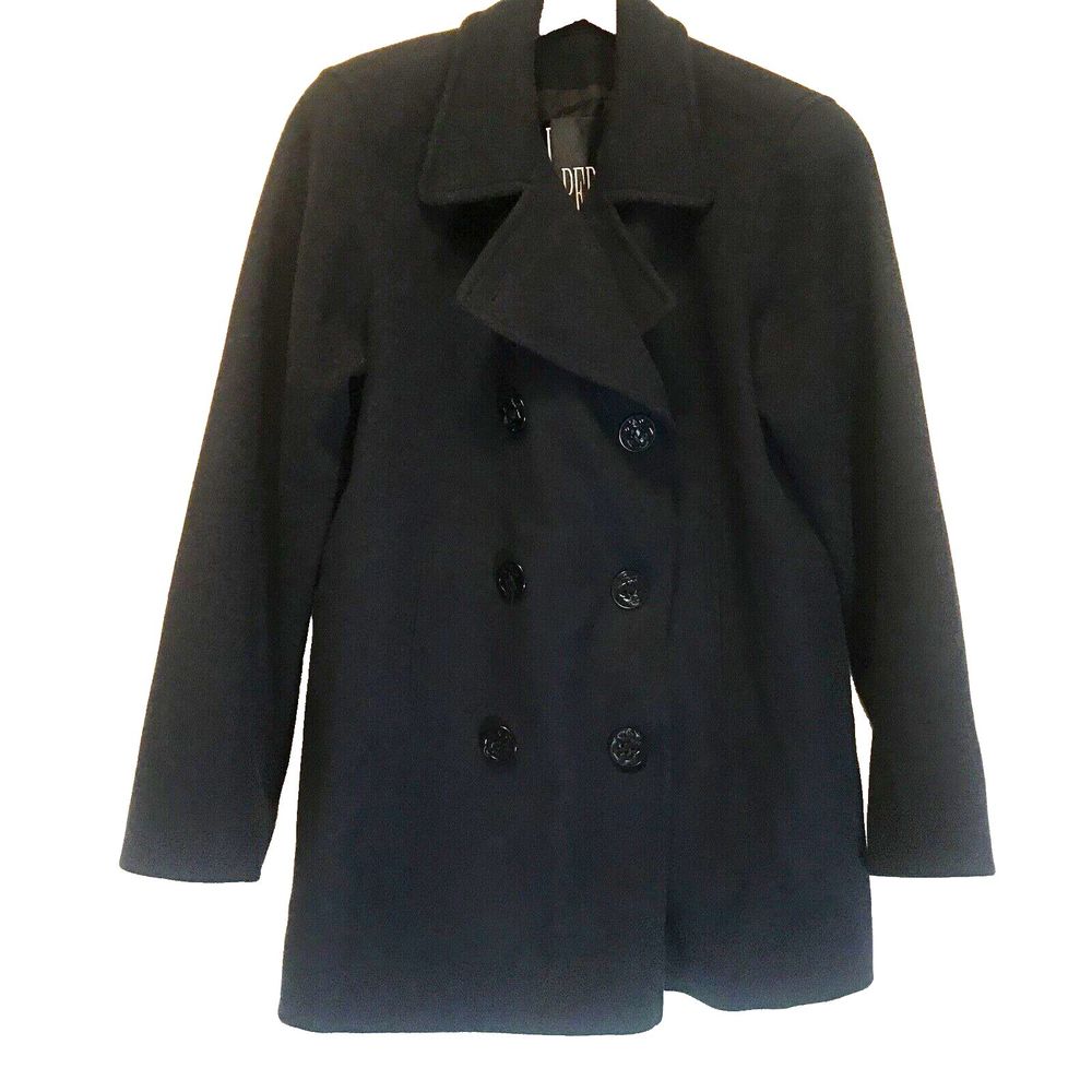 Elegant Black Double-Breasted Pea Coat